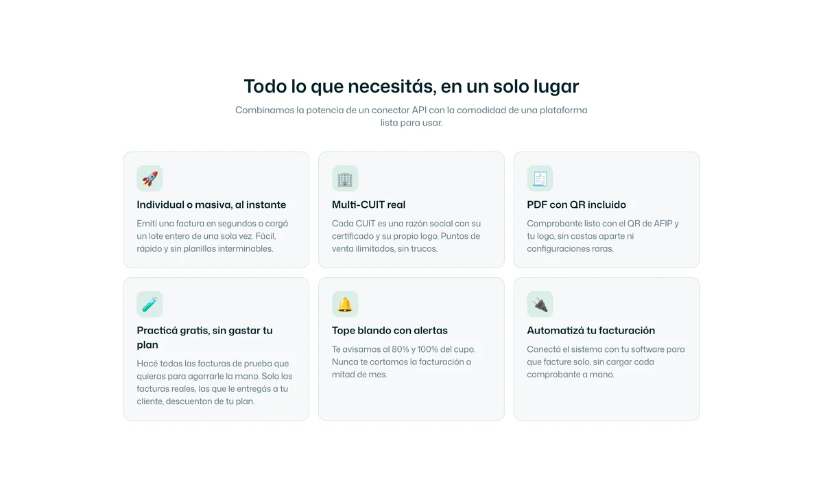 Funcionalidades de e-Invoicing System: emisión individual o masiva, multi-CUIT real y PDF con QR de AFIP