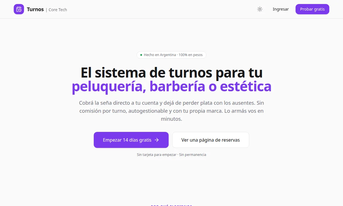 Página principal de Tu Turno